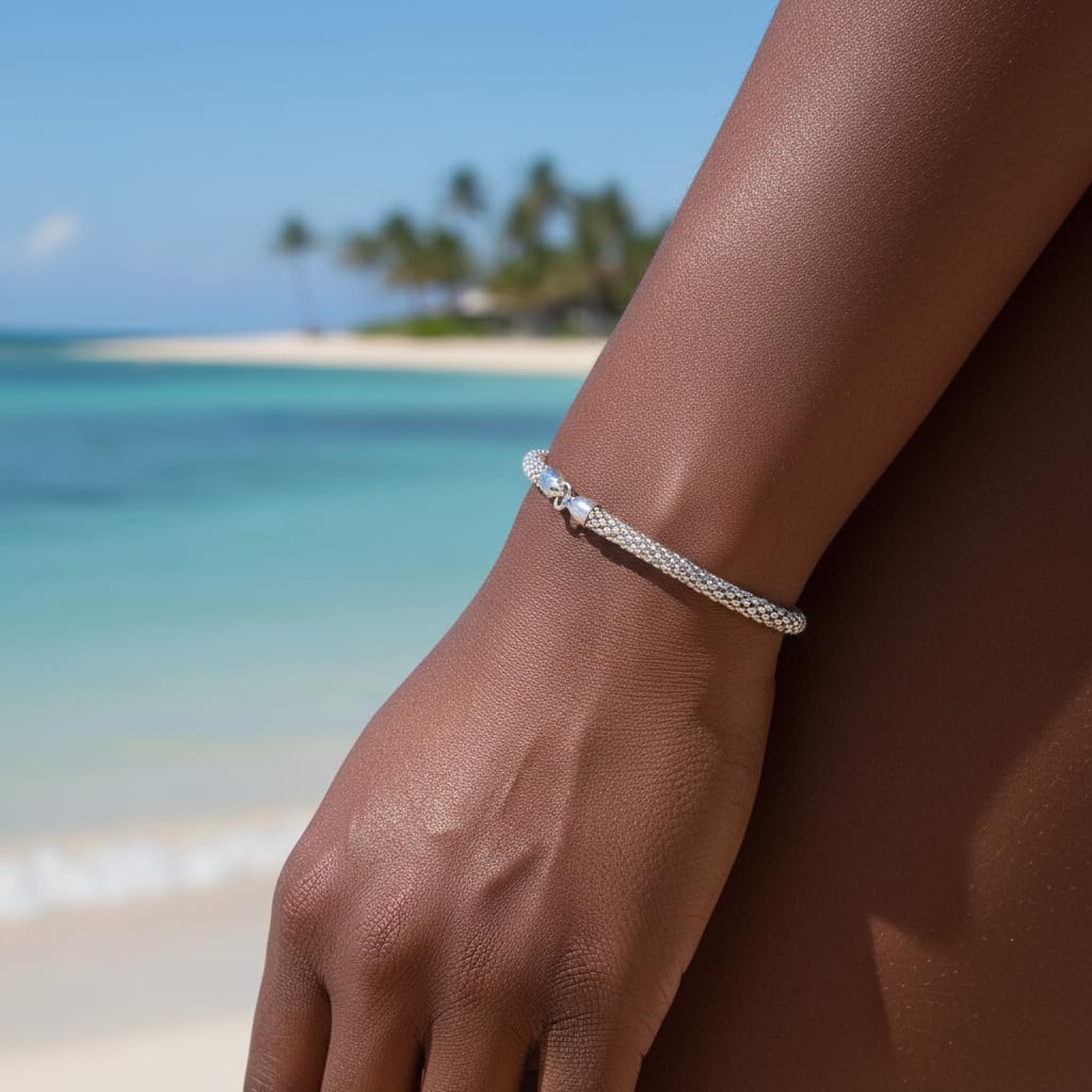 Bracciale in Argento Sterling 925 Maglia Pop Corn