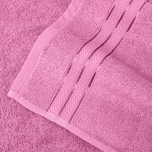 Image of Elegant Comfort Three Line Popcorn Extra Large Luxury Bath Towel - 40 inch x 80 inch inch, Premium Hotel Spa Quality 1 Piece Oversized Bath Sheet 100% Turkish Cotton Super Soft Highly Absorbent, Light Pink