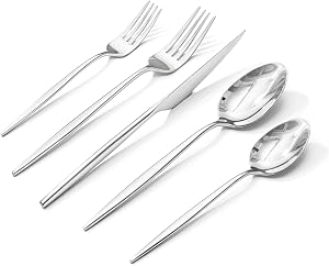 KINGSTONE Silverware Set, 40-Piece Flatware Set Cutlery Set Premium 18/10 Stainless Steel, Tableware Include Forks Knives Spoons for Home Restaurant Wedding Party, Dishwasher Safe