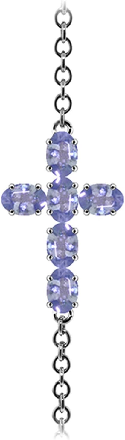 Galaxy Gold GG Tanzanite Cross Bracelet in 14k White Gold - Image 3