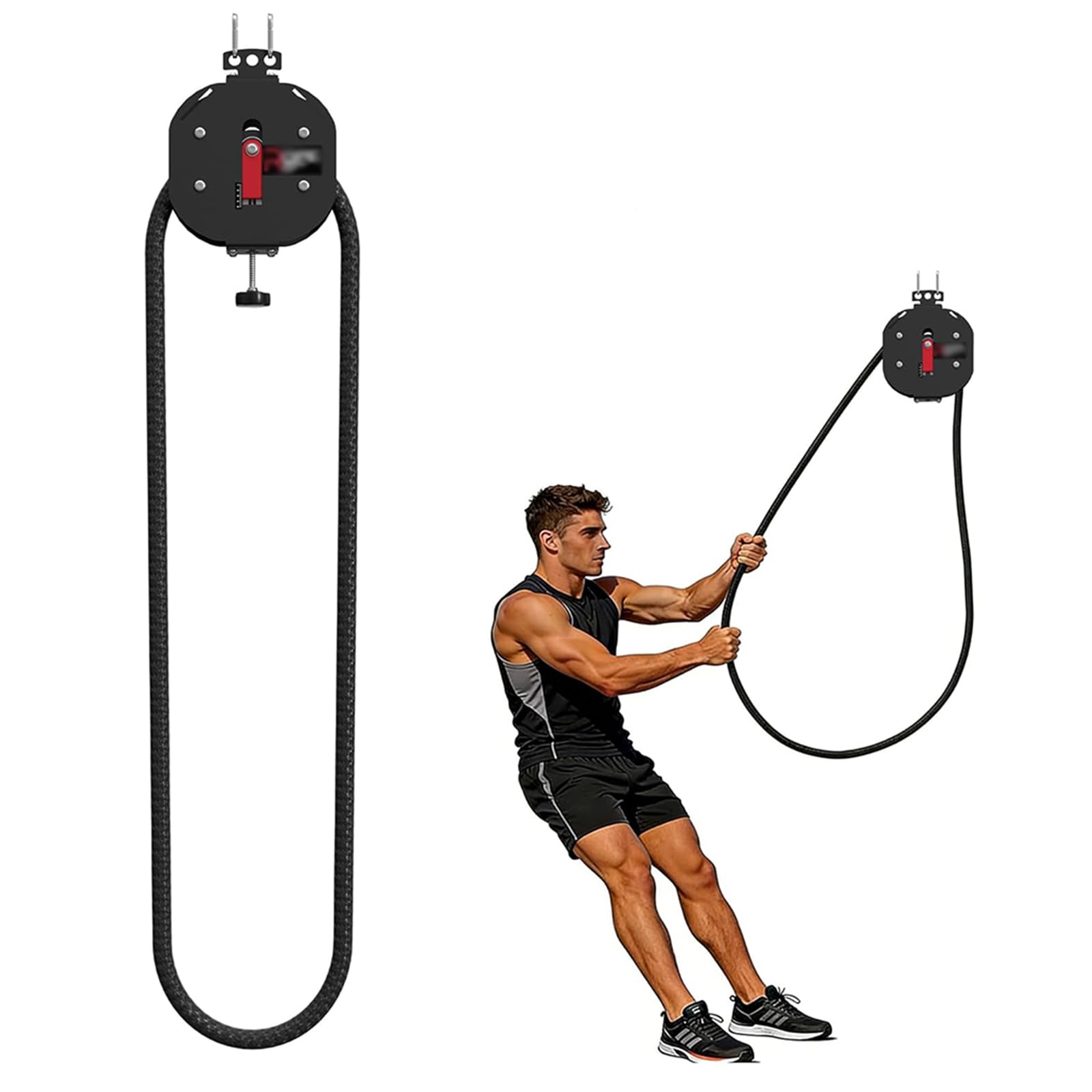 Pulley Trainer, Portable Endless Rope Trainer, Closed-Loop Nylon Rope, With Adjustable Resistance, For Muscle Endurance, Upper Aerobic Exercise Extremity Training,Black