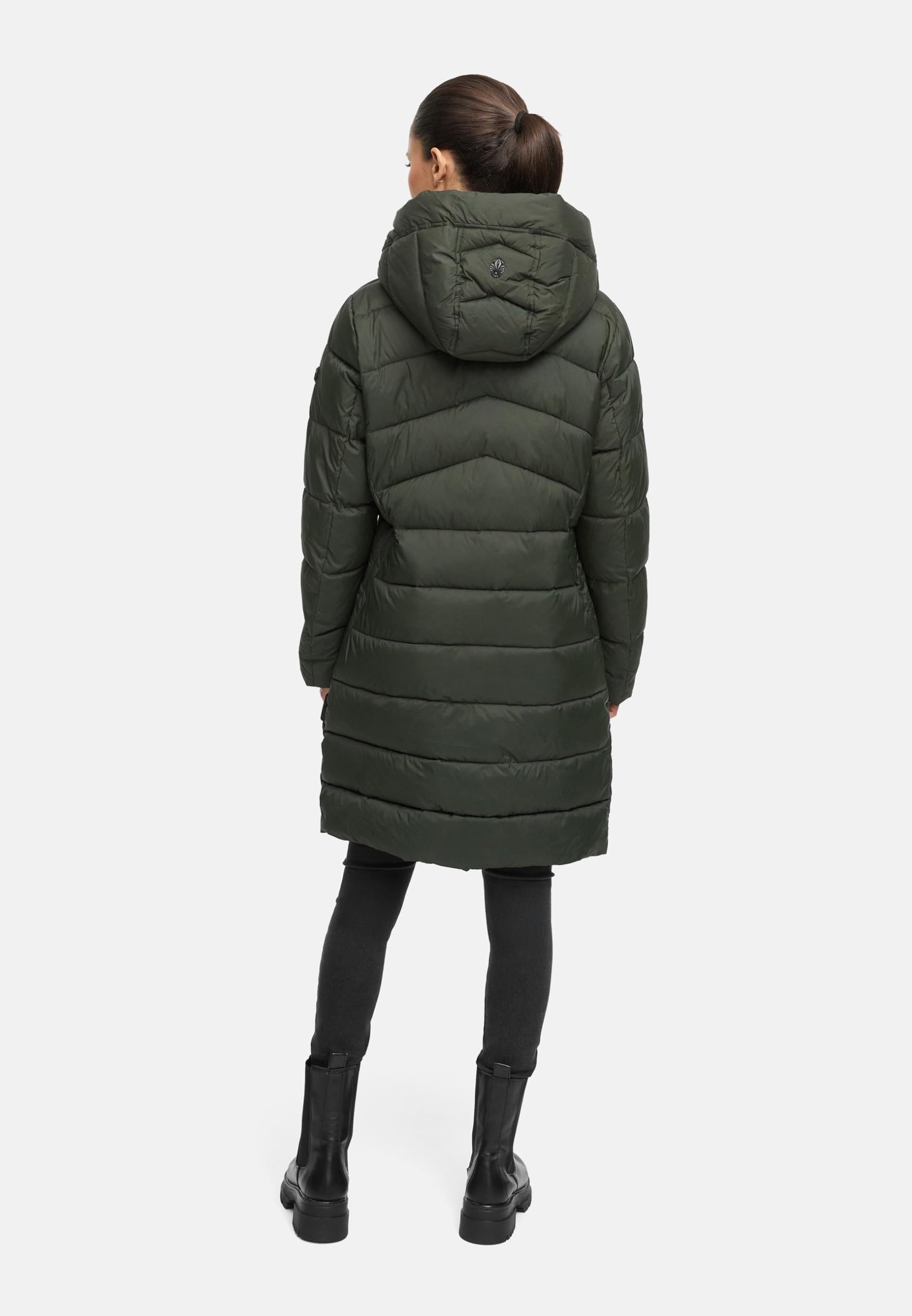 MARIKOO Abrigo largo de invierno para mujer, abrigo acolchado cálido con capucha extraíble, bolsillos fríos 16 S-3XL