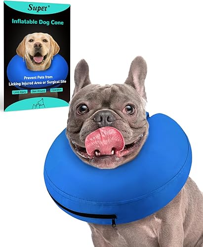Supet Cono inflable para perros para dejar de lamer, collar de dona de recuperación de cuello de perro, collar E para dejar de lamer, cono suave