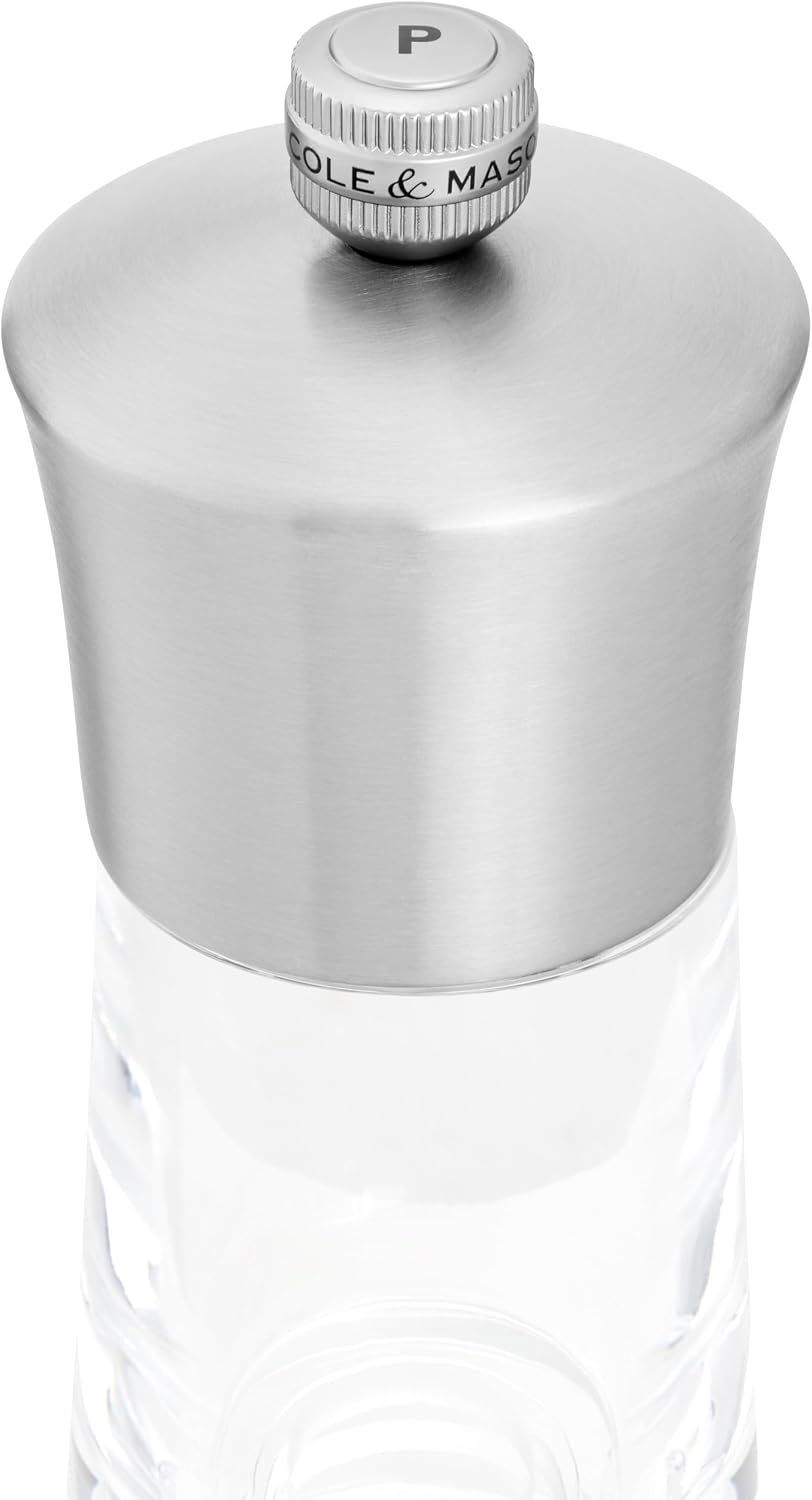 Cole & Mason Bromley Pepper Mill, 6" - Pepper Grinder with Ultra-Sharp Grinding Mechanism - Flavor-Enhancing Pepper Shaker - Refillable Mill with Adjustable Grinding - Acrylic, Pepper Mill