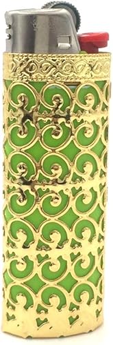 Lucklybestseller Funda de metal para encendedor de tamaño completo BIC J6 floral huecodorado