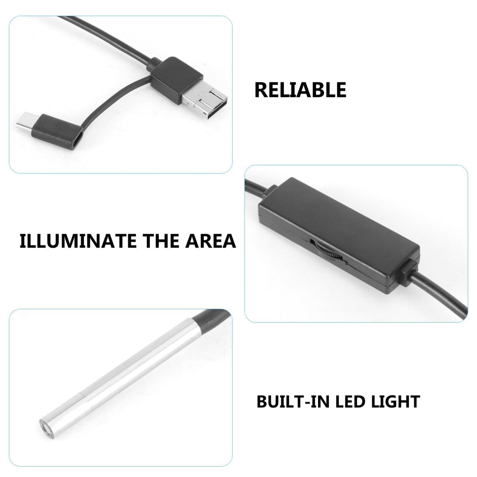 Endoscopio Digitale 720p per Smartphone e PC Luce LED e Cavo Flessibile da 3.9mm per Ispezioni Industriali