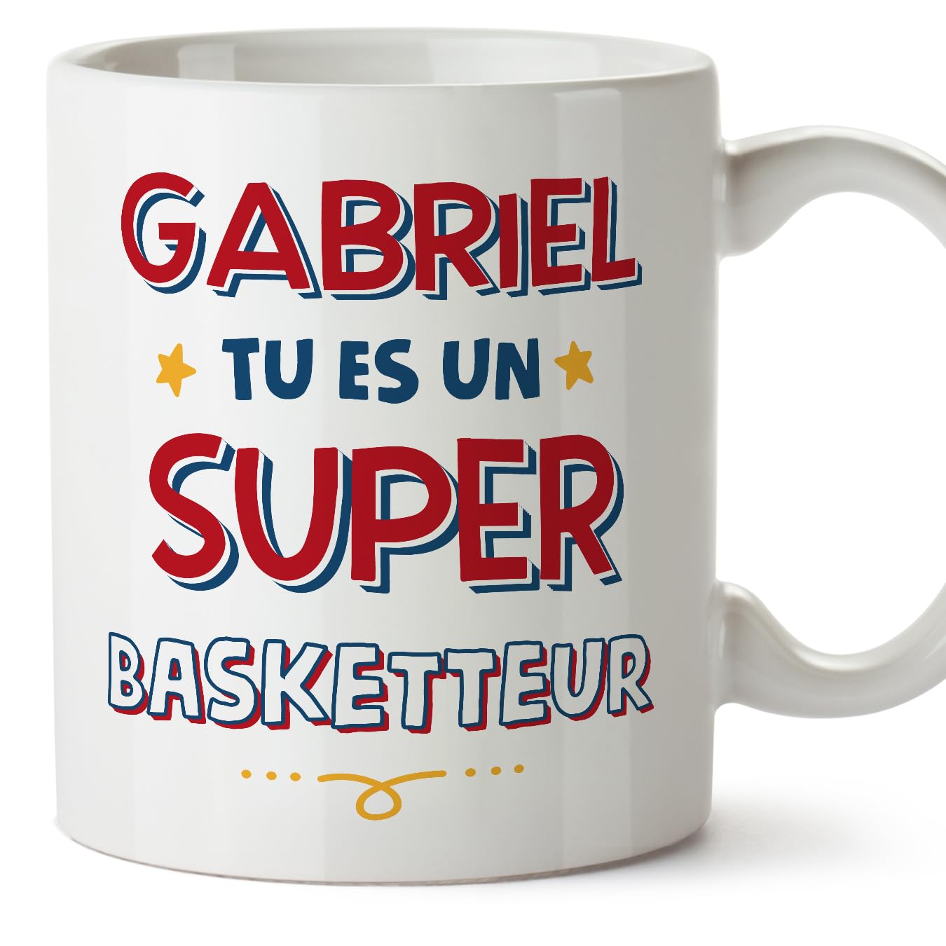 MUGFFINS Personalised Mug for Basketball Player Man - in French - Tu ES Super - Funny Custom Gift for Colleagues - Ceramic 11oz Mug — image 1