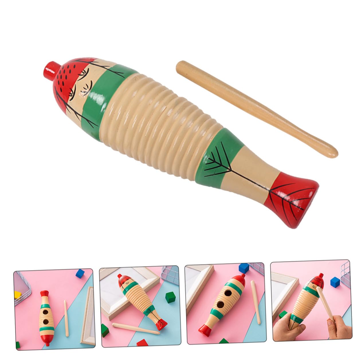 Juguetes de Instrumento de Percusión para Niños Pequeños de Madera, 4 Piezas Reutilizables con Diseño Delicado y Fáciles de Guardar para Diversión Educativa