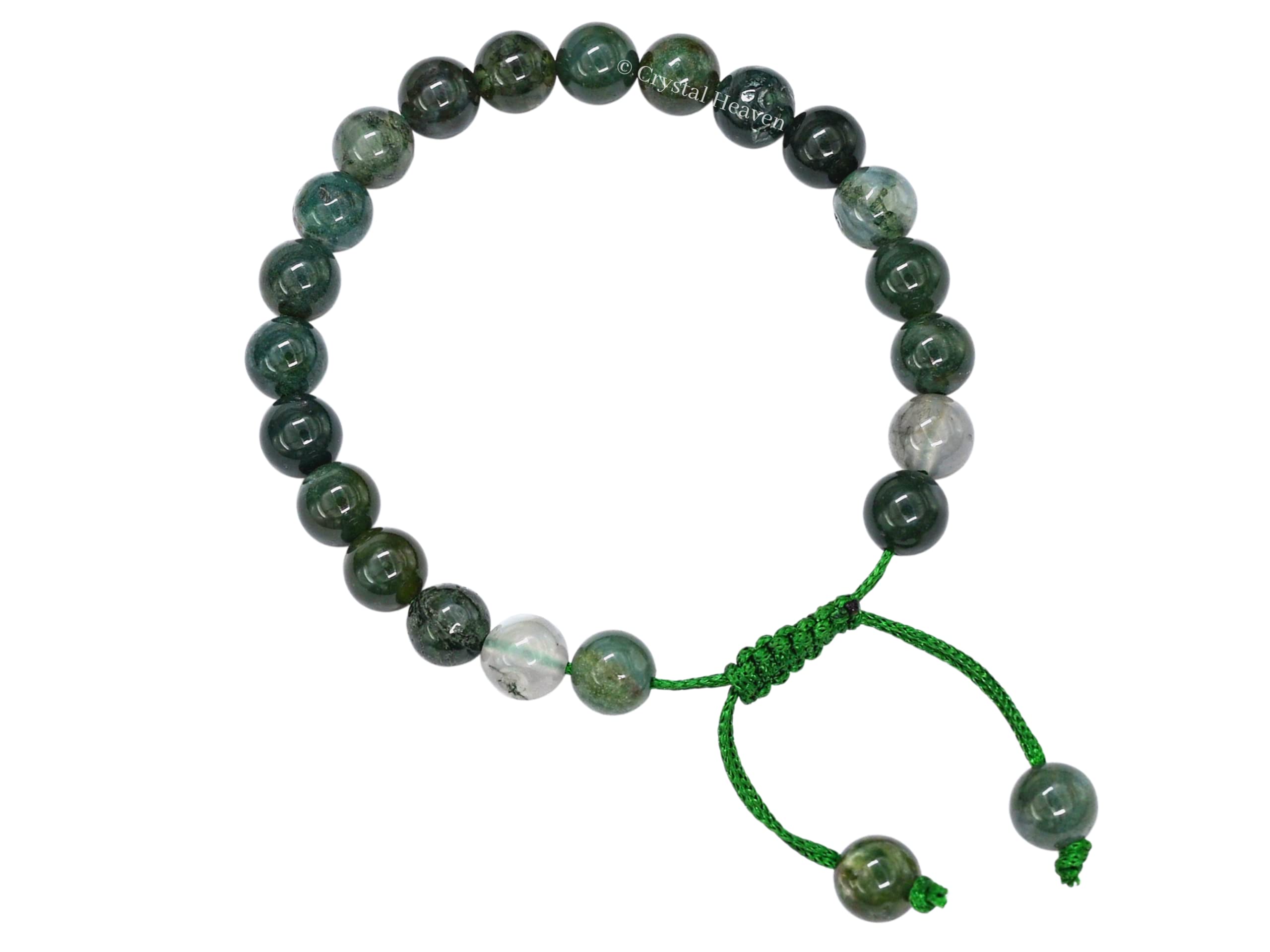 Crystal Heaven Certified Natural Healing Crystal Bracelet for Women Men - AAA Grade Original Healing Gemstone Adjustable Bracelet for Yoga Reiki Meditation Feng Shui (Moss Agate) 1