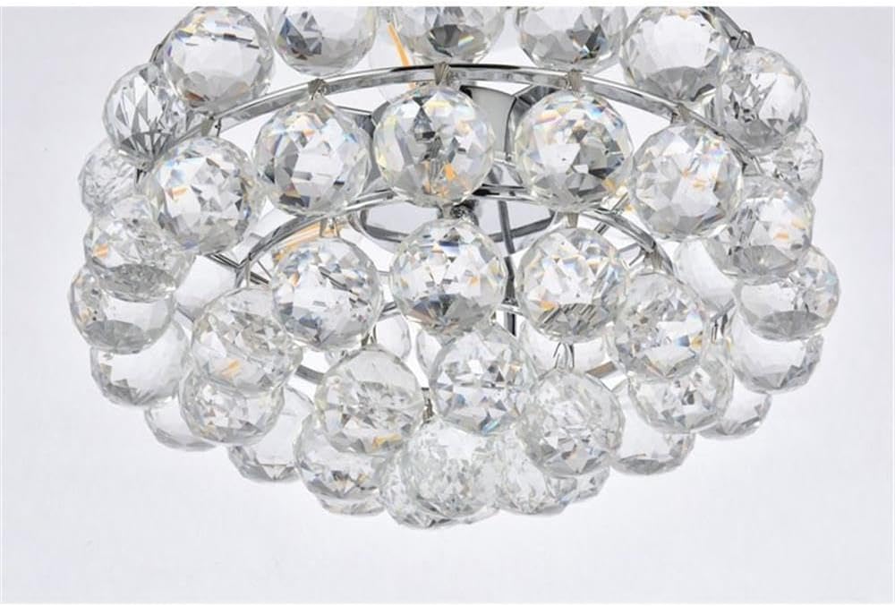Pemberly Row Contemporary h 12" Iron and Crystal Flush Mount in Chrome