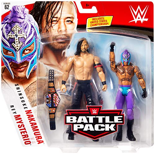 Wwe Rey Mysterio Vs Shinsuke Nakamura Battle Pack Series #62 With Two 6-Inch Articulated Action Figures & Ring Gear #TOP4