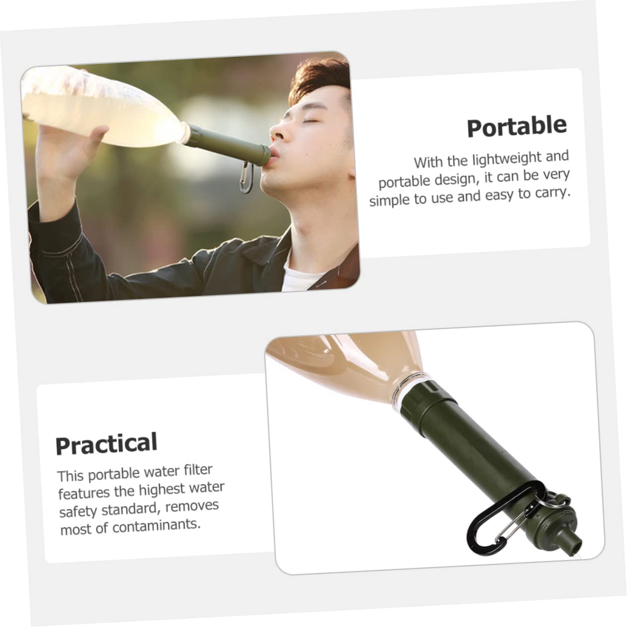 Sosoport 3pièces Filtre à Eau Portable Pour Camping Purificateur Compact Et Léger Équipé Une Filtrante Pour Accès Facile à Eau Potable Extérieur
