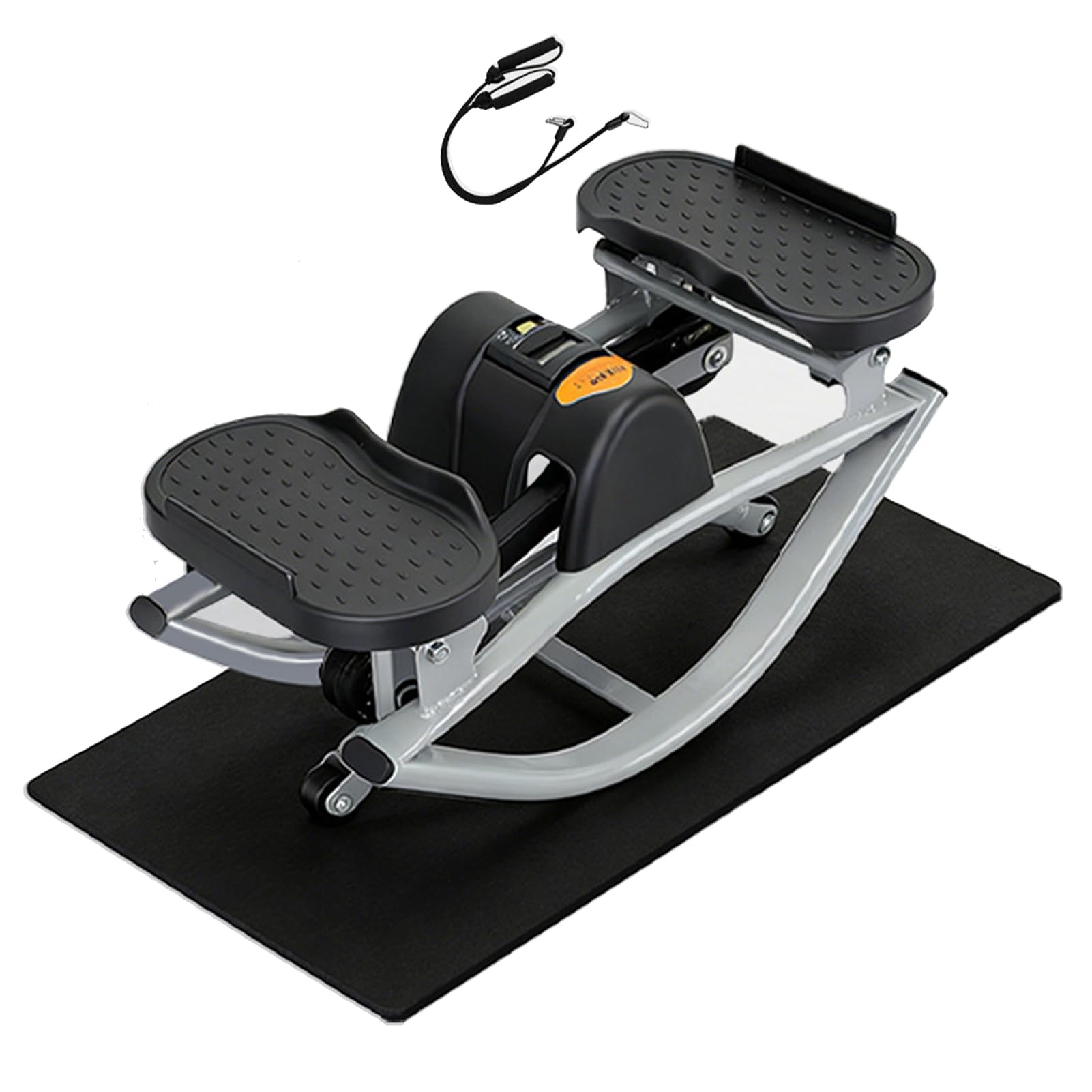 Stepper Fitness Casa Attrezzi Palestra Casa Glutei E Gambe Pedana Fitness con Tappetino Antiscivolo E Fasce Elastiche Portatile E Compatto Grey