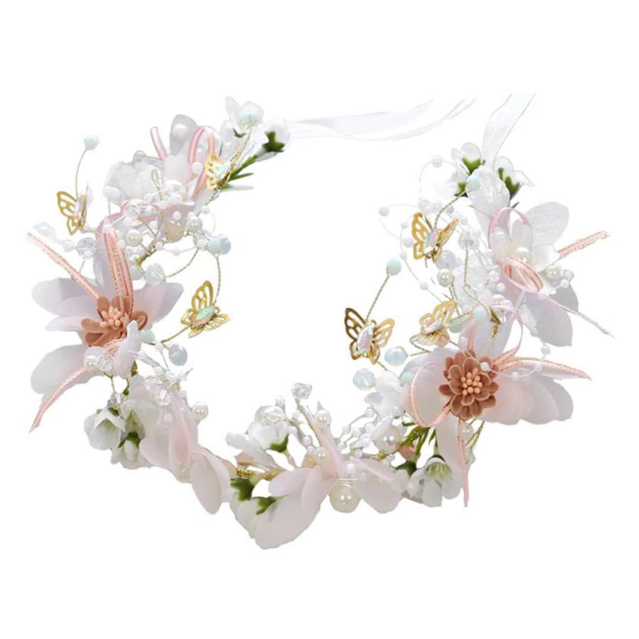 DOITOOL 3stücke Blumenkranz Haarschmuck Mit Perlen Und Schleife Elegant Und Leicht Für Hochzeiten Partys Und Besondere Anlässe Blumenschmuck Für Bräute Und Feiern