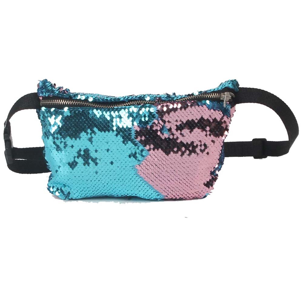 YEKEYI Reversible Mermaid Sparkling Sequins Glitter Belt Waist Bag Handbag Wallet Purse Case Cosmetic Makeup Bag Waist