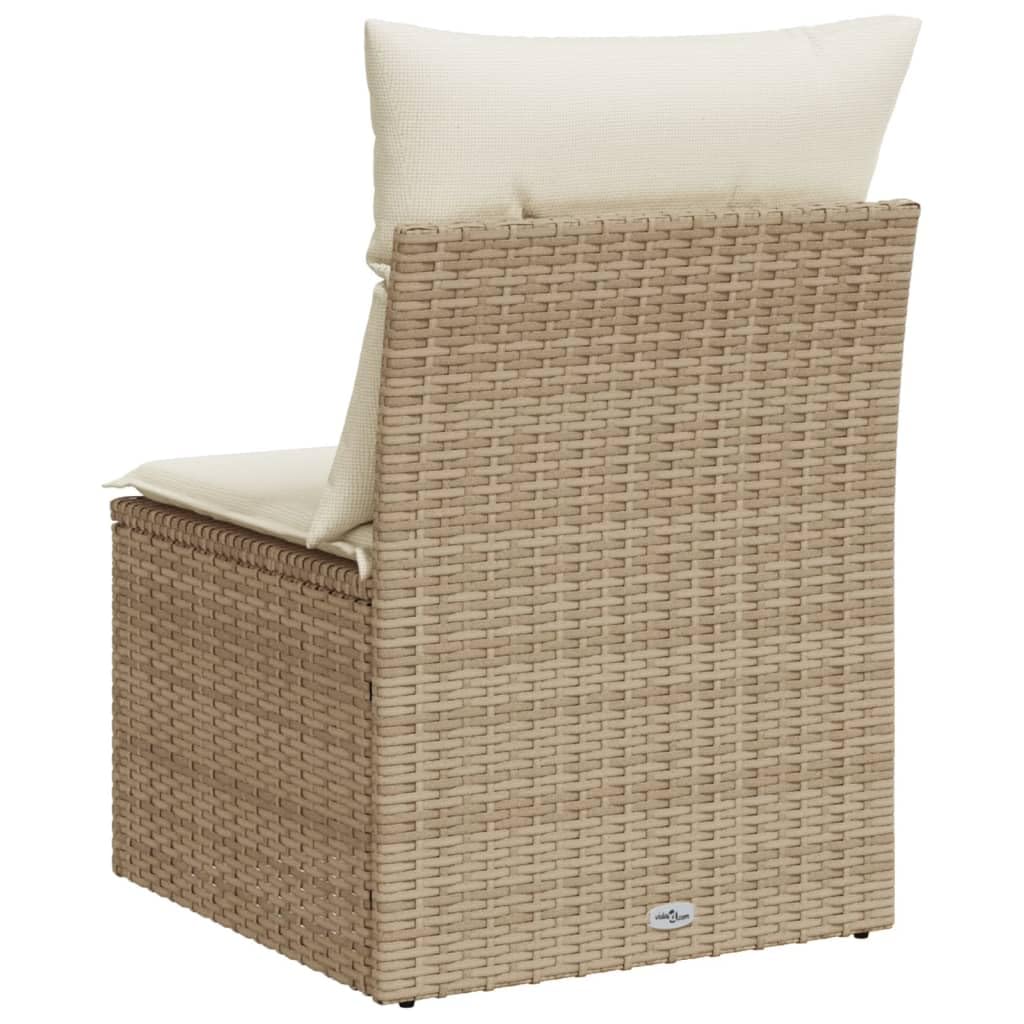Gecheer Divano Giardino Senza Braccioli con Cuscini Beige in Polyrattan,Divani,da Giardino,per Esterno,Salottini,Salotto da Giardino,da Esterno,Divano Modulare,Set da Giardino,366050