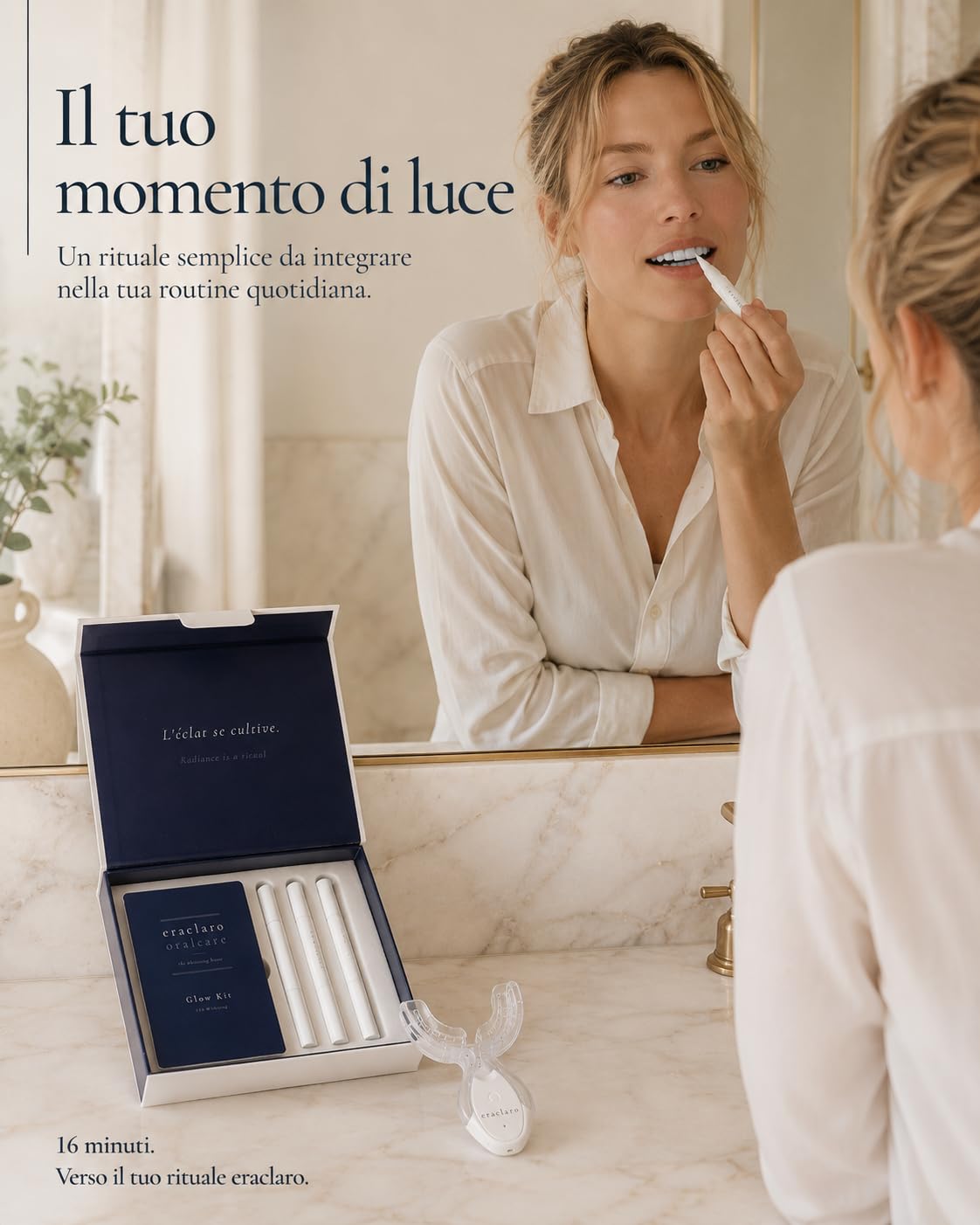 Glow Kit - Sbiancamento Denti LED con 3 Penne Gel PAP | Luce LED e 3 Gel per un rituale quotidiano