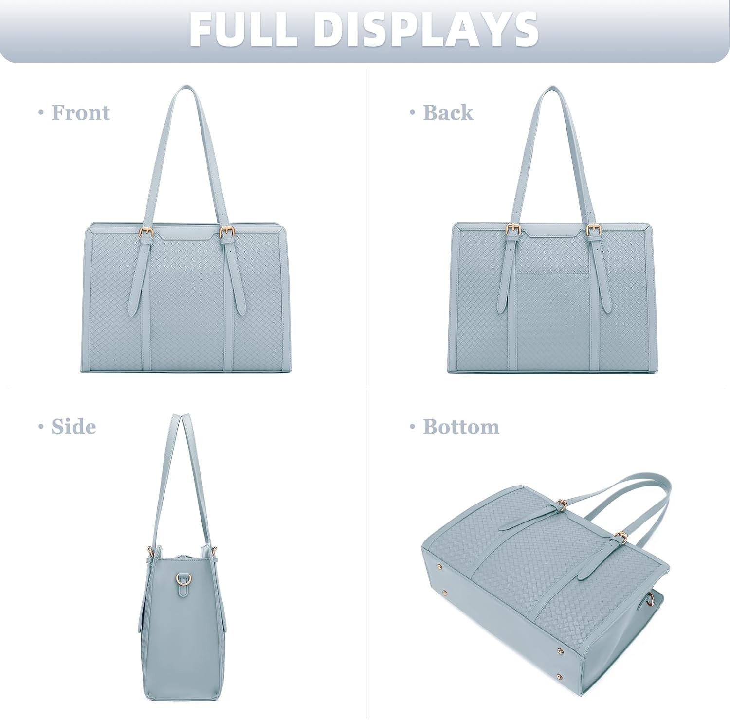 Laptop Tote Bag for Women fits 15.6 Laptop, PU Leather Work Tote bags for Women Large Computer Tote Handbag