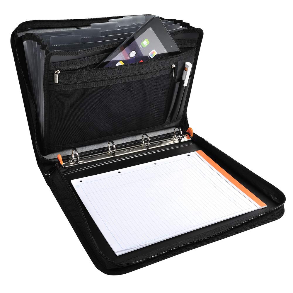 Exacompta 55634E Teczka konferencyjna Exafolder z zamkiem błyskawicznym i uchwytem, czarny organizer z wymiennym blokiem, wymiary 36cm x 27cm, 1 sztuka kolor czarny
