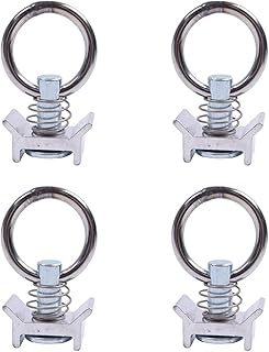 AIVWUMOT Single Stud Fitting L Track Compatible with Airline Track Logistic Installation Stainless Steel Round Ring Aluminum Keeper Cargo Control Tie Down O Ring 4,000LB Capacity (4)