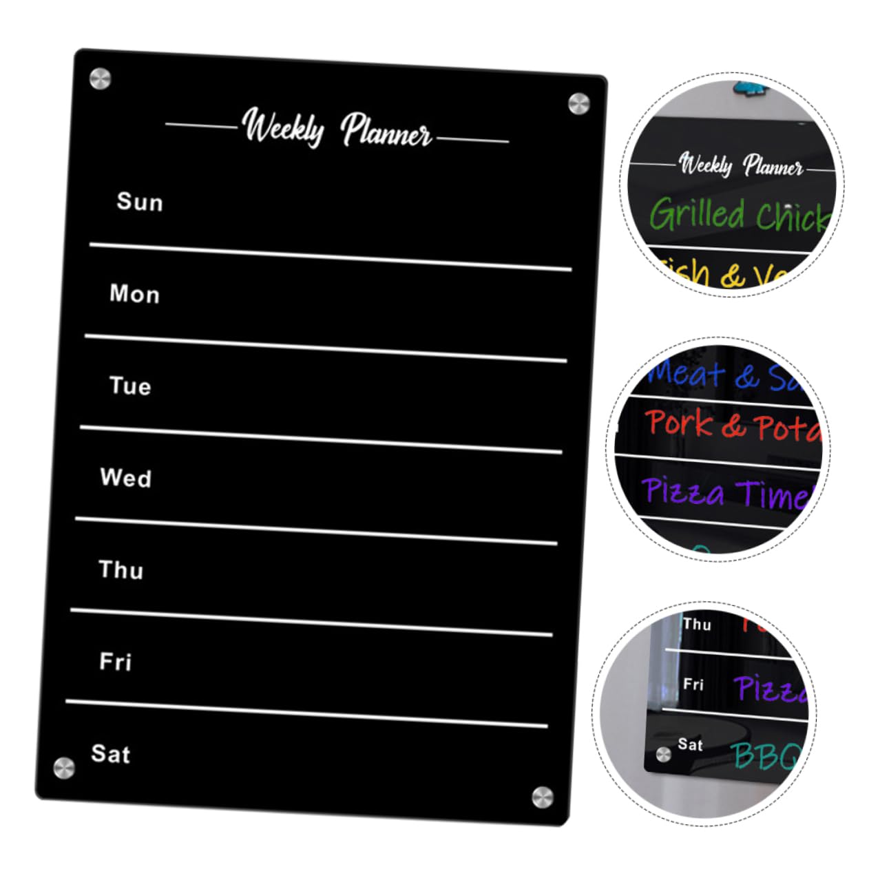 Uonlytech Magnetisches Notiz Planungs Whiteboard aus Schwarzem Acryl mit Glatter Schreibfläche Abwischbar und Praktisch für Kühlschrank und Küchenkalender 1 Satz
