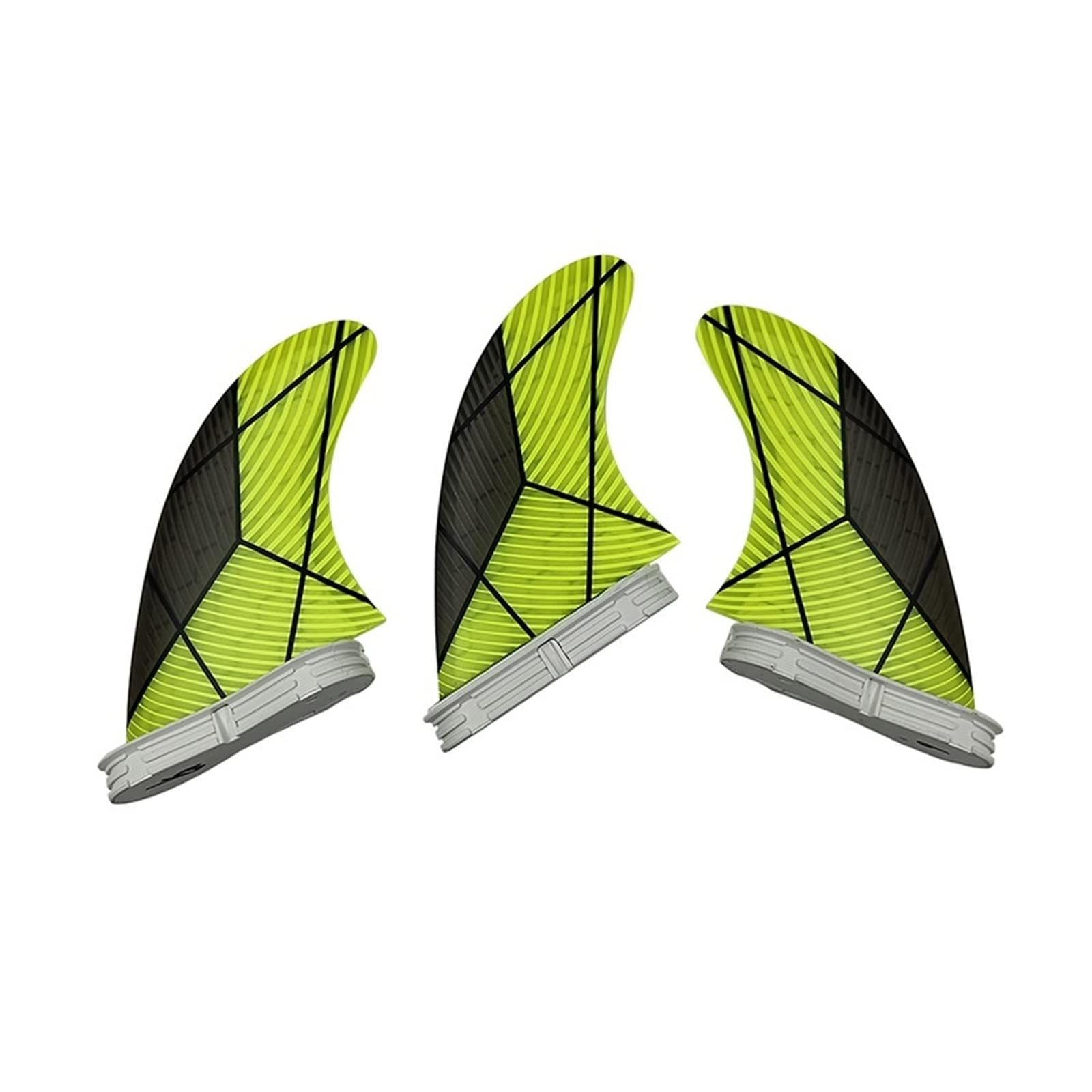 Thruster Surfboard Fins for De Surf 3pcs Paddle Surfing Swim for Paddle Board(Double Tabs 2 L YE)