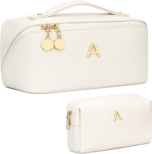 Miniatura 11 de Regalos para el día de San Valentín para mujeres, adolescentes y niñas, juego de bolsas organizadoras de maquillaje con inicial, bolsa de cosméticos