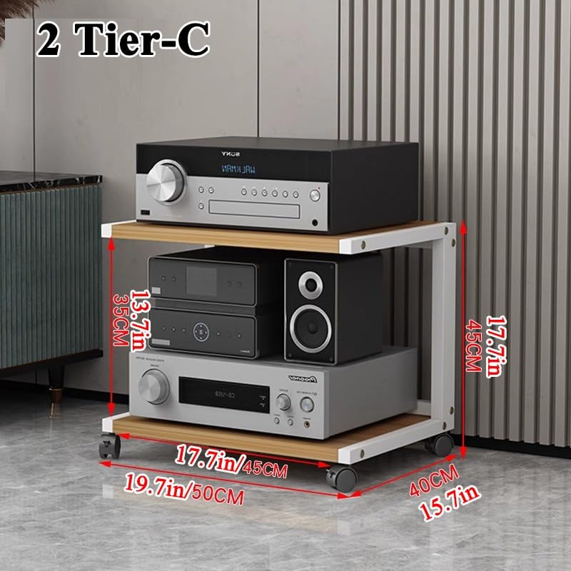 Soporte para reproductor de CD y estante de piso para componentes estéreo en madera 2