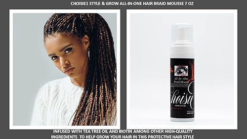 Mousse para el cabello para trenzas, torceduras, rastas – 7 onzas, estilo de alto brillo, hidrata, sin encrespamiento ni deshilachado – Infundido