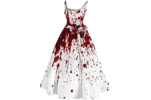 Halloween Dresses for Women Plus Size Scary Bloody Ghost Print Sleeveless Dress