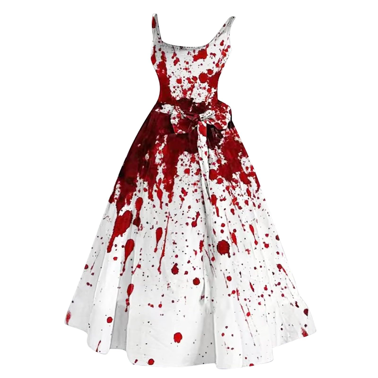 MOKBAY Vestido Halloween Mujer Estampado De Hallowen Disfraz Halloween Adulto Vestidos De Muerte