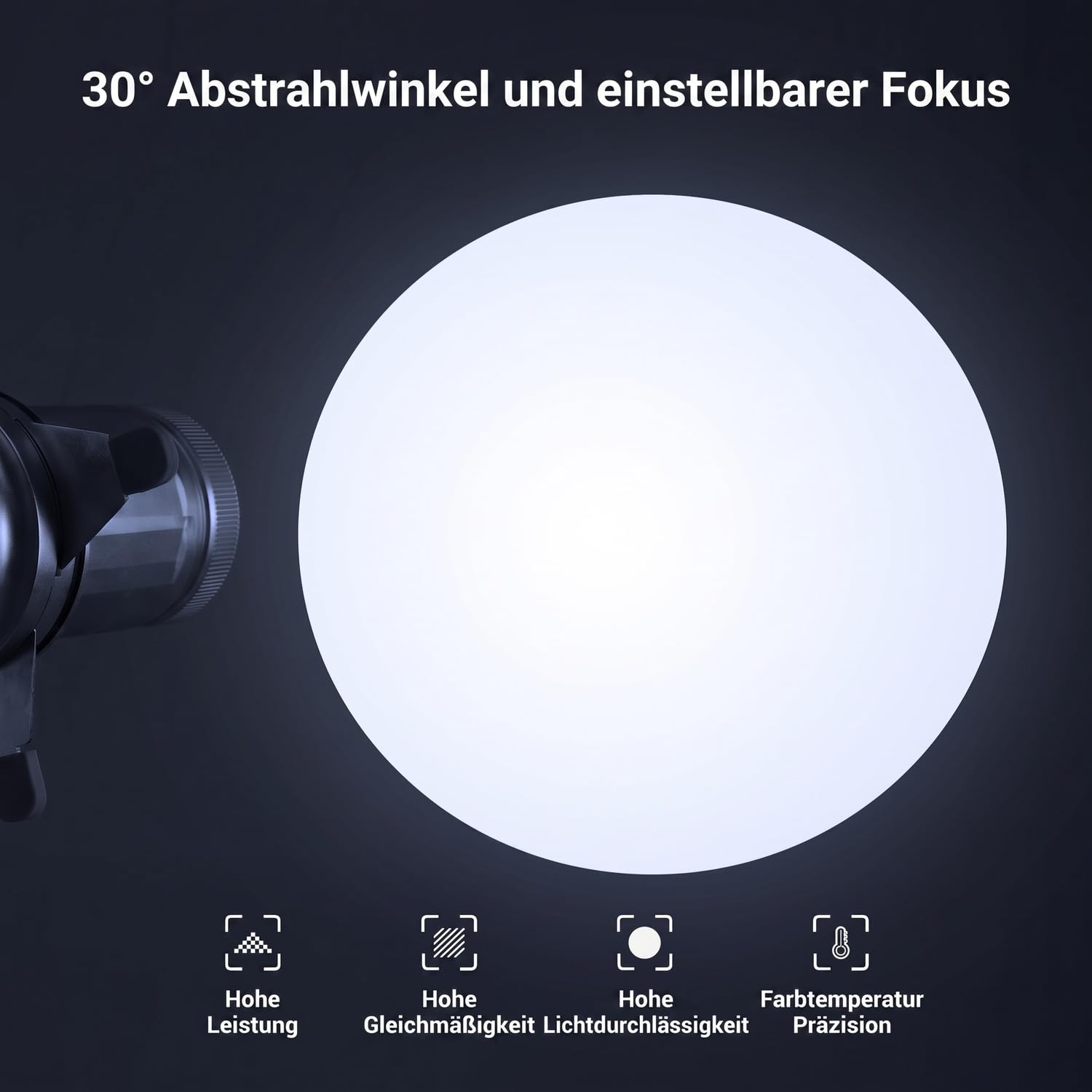 NEEWER Basics Spotlight konischer optischer Snoot, nur für FL10/FL20/FL10P Fotografie Taschenlampe, 4 Fach hellerer Projektoraufsatz mit einstellbarem Fokus, 30° Abstrahlwinkel, 20 Metall Gobos, LS01