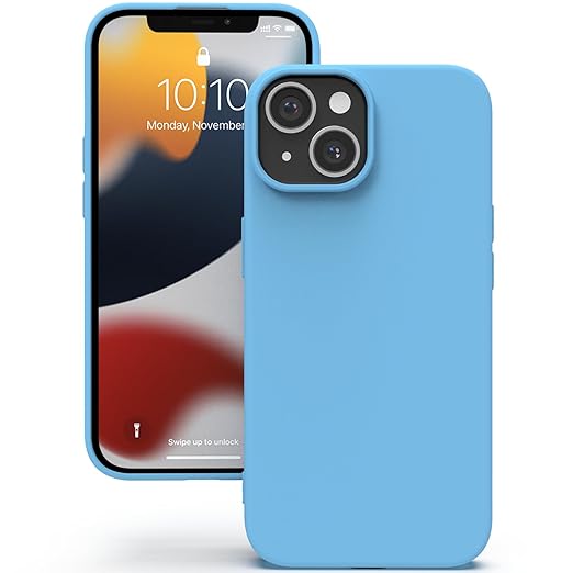 YATWIN Silicone Back Case for iPhone 14 Plus, Soft-Touch Phone Back Cover for Apple iPhone 14 Plus - Sky Blue