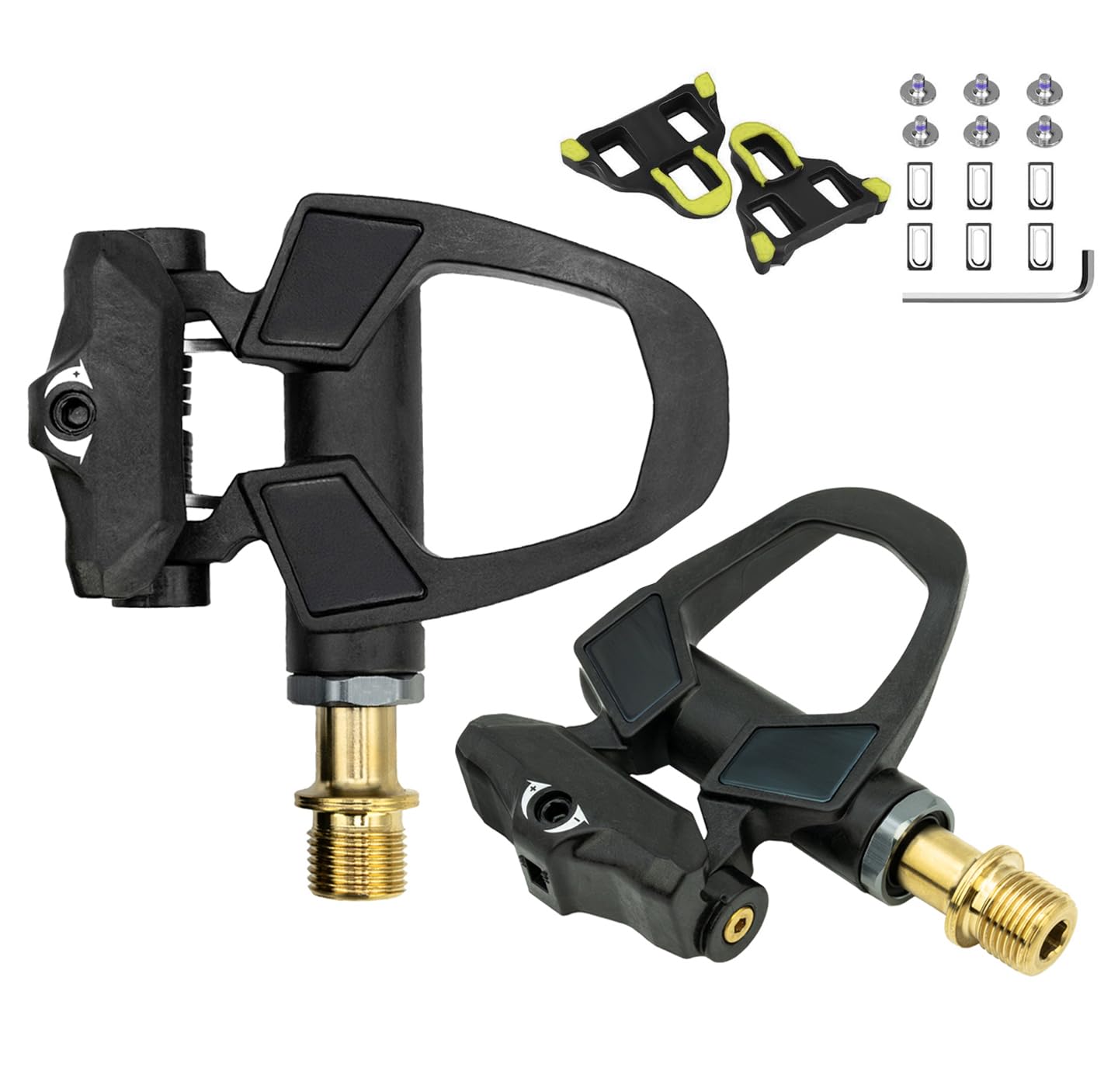 Thinvik Carbon-Ti 202 g (par) Pedales de bicicleta de carretera para Shimano SPD-SL – Ultralicht + Cleats, ajuste de 6°, eje 9/16 pulgadas, 53 mm