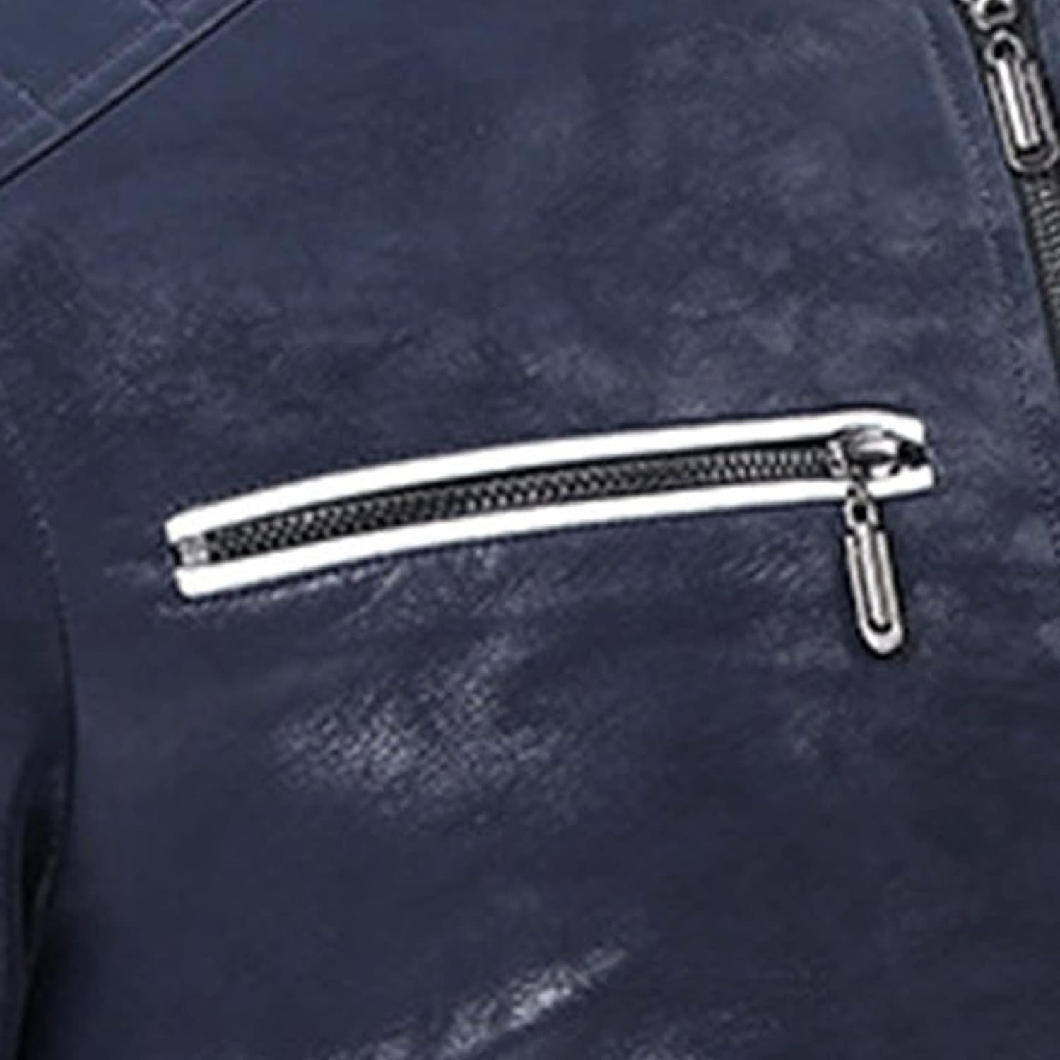DGHM-JLMY Men's Motorcycle Leather Jacket Splicing Stand Collar Retro Biker Leather Jacket Color Block Pu Leather Jacket