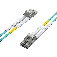 Vista 3 de ipolex OM3 LC a LC Cable de conexión de fibra LC, cable de fibra óptica 10G multimodo dúplex LC 50/125μm, LSZH 3.3 ft (3 pies), aguamarina