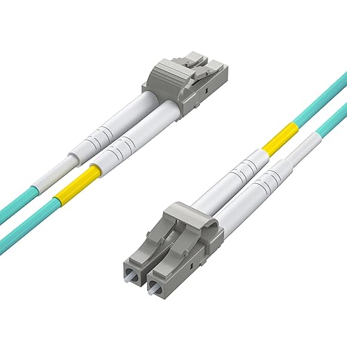 Miniatura 3 de ipolex OM3 LC a LC Cable de conexión de fibra LC, cable de fibra óptica 10G multimodo dúplex LC 50125m, LSZH 3.3 ft (3 pies), aguamarina