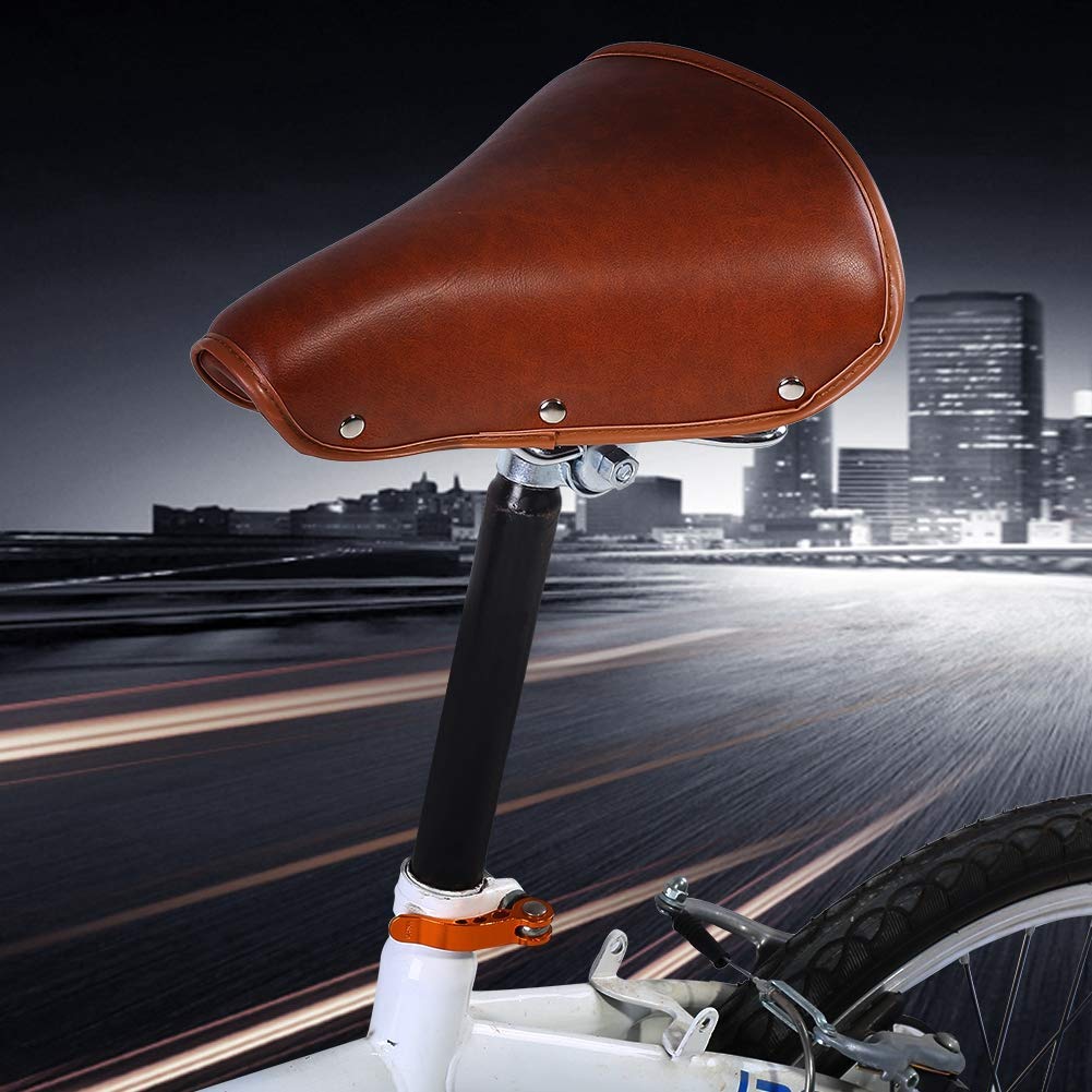 Sella Bicicletta con Molle, Sella per Bicicletta Universale Confortevole Pelle PU Impermeabile Marrone Rivetti Seggiolino per Bicicletta, per Bici Vintage