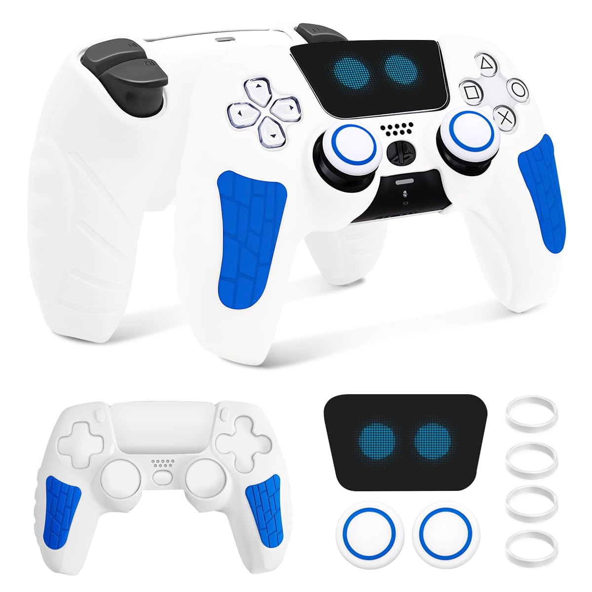 ZORBES PS5 Controller Silicone Cover White White Blue - Image 1