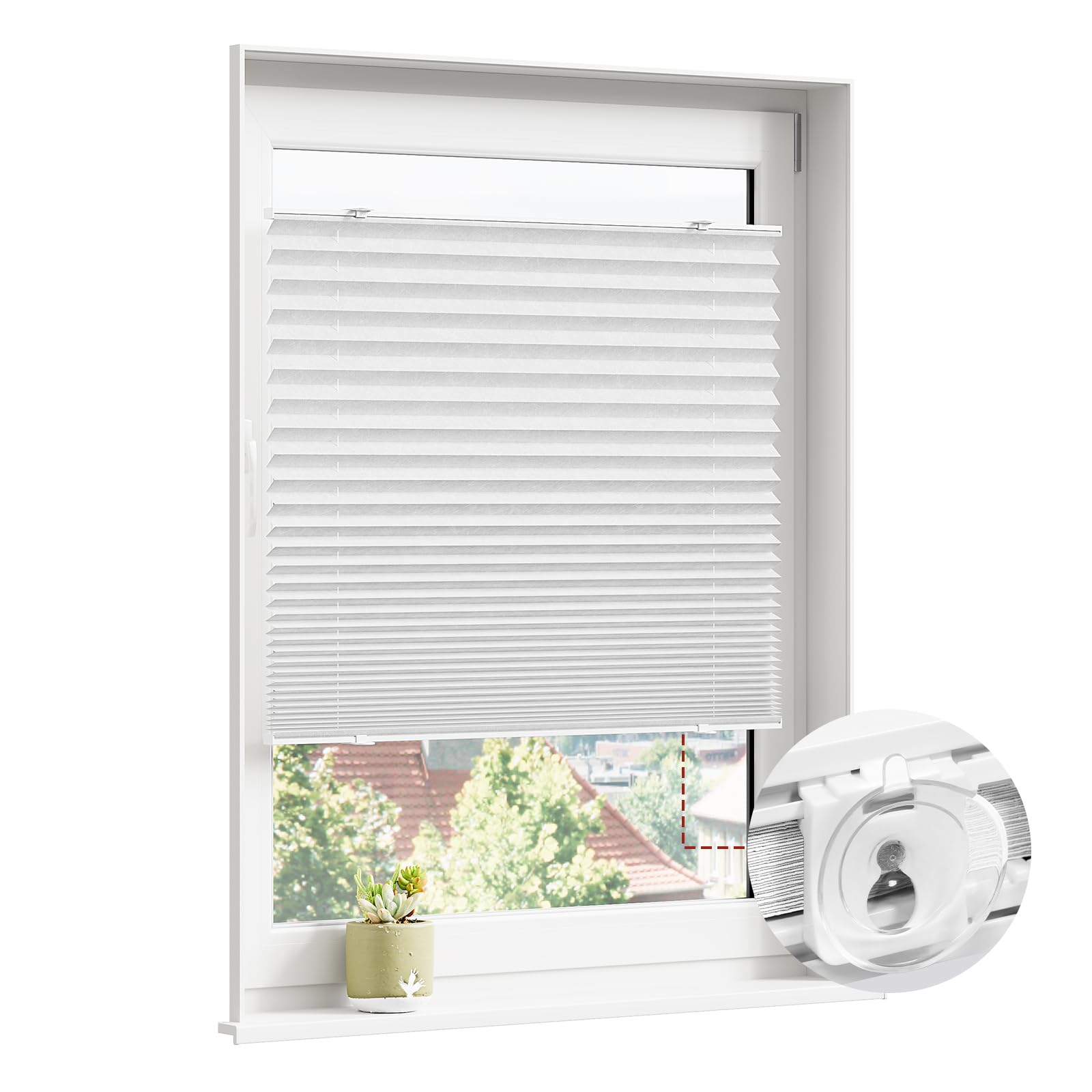 WOLTU Plissee ohne Bohren mit Saugnäpfen, Sichtschutz und Sonnenschutz, Faltrollo lichtdurchlässig, für Fenster & Tür