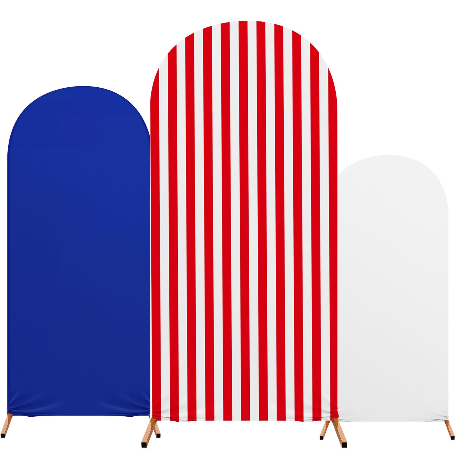 RimCereal Set of 3 Patriot Day Arch Cover Theme Decoration, Veterans Day Blue and Red Print Arch Cover Stretch Spandex Fitted for Birthday Party, 4ft,