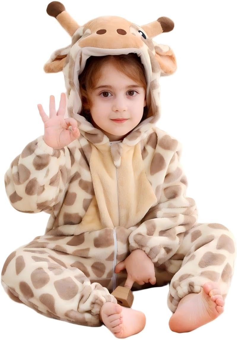 Unisex Baby Animal Onesie Flannel Hooded Romper for Infants Toddlers Winter Jumpsuit for Boys and Girls