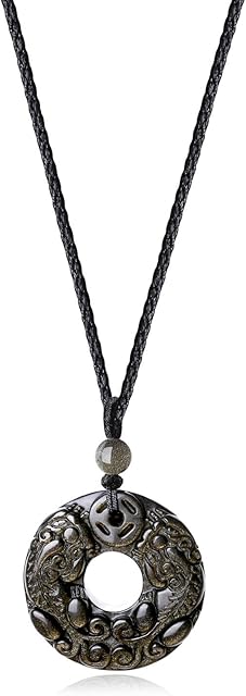 COAI Obsidian Stone Pixiu Pi Yao Wealth Pendant Necklace