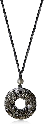 COAI Chinese Fengshui Necklace Black Obsidian Necklace Pixiu Necklace for Men Women