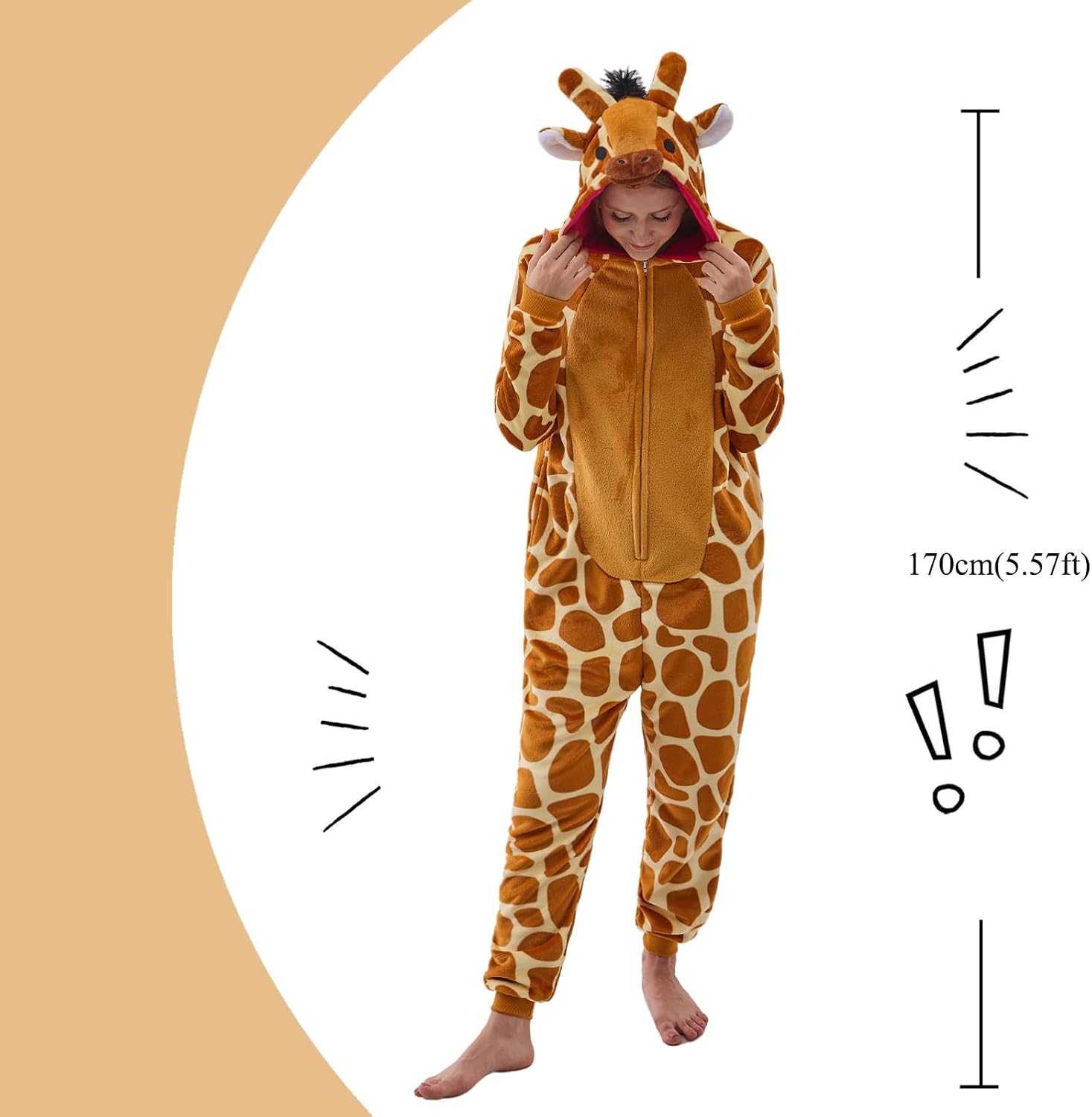 NEWCOSPLAY Unisex Adult Onesie Pajamas Animal Halloween Costume Sleepwear