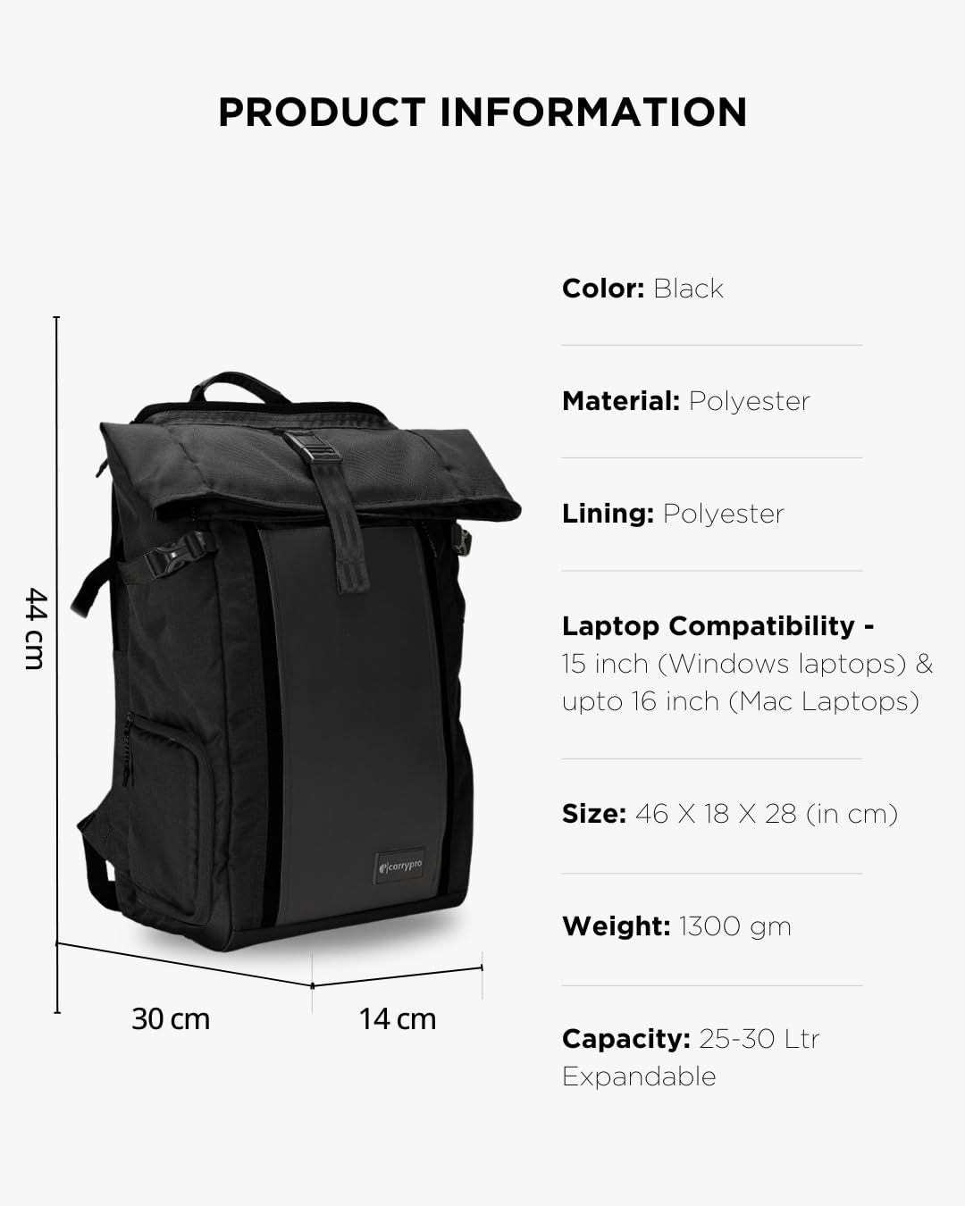 CarryPro HOBO25 V3.0, Everyday Workation Laptop Backpack(16 inch), Removable CAMERA BOX, Roll-Top Zipper, Backpack for Men and Women(Rain Cover Included), 730 Days Warranty (25-30 Ltrs) 2 61Awu5qVBdL. SL1350