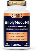 Simply Macu MD – Advanced Vision Support Supplement with Lutein, Zeaxanthin, Meso-Zeaxanthin & Astaxanthin – Bilberry Extract – Vegan, Non-GMO, Gluten Free – 30 Day Supply (30 Capsules)