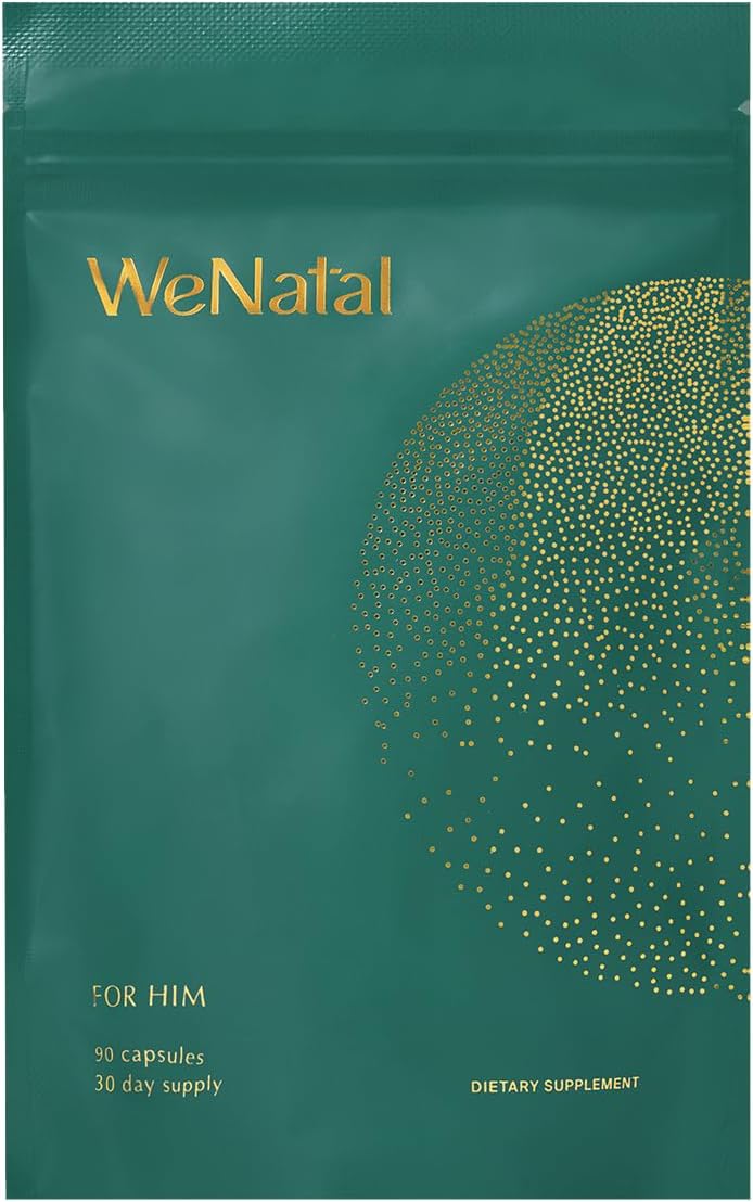 WeNatal for Him Prenatal Multivitamin with Methylated Folate, Zinc, CoQ10, NAC, L-Carnitine, Vitamin C & E, Selenium, Supports Sperm Health, Motility, Morphology, Vegan, Non-GMO, 90 Capsules