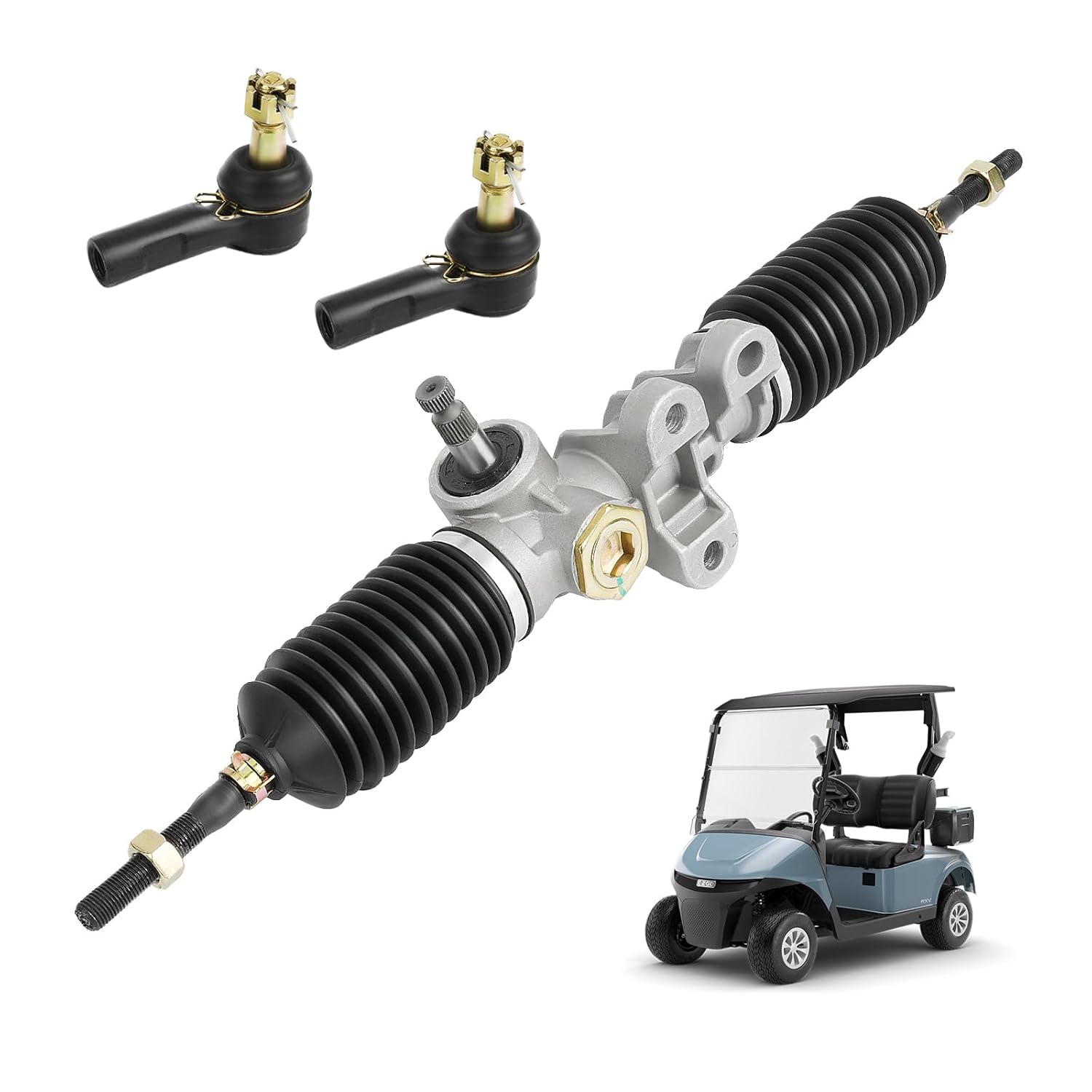 ezgo steering rack, golf cart steering gear box assembly fit for ezgo rxv 2008-up gas & electric golf carts ?replace oem# 601500 618329