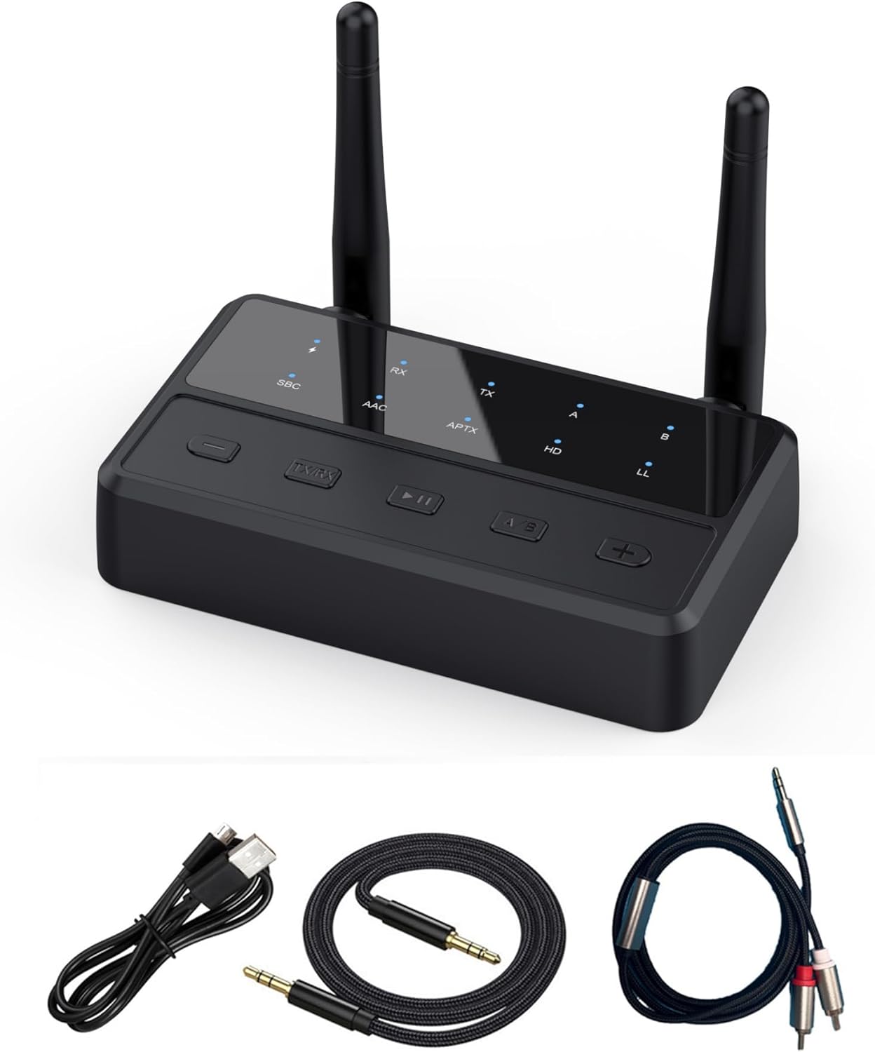 5.4 Bluetooth TV Home Stereo Bluetooth Headphones Transmitter Receiver, aptX Low Latency HD Receiver for Home Stereo, Wireless Audio Adapter, Volume Control, AUX/RCA Input for TV Speakers PC